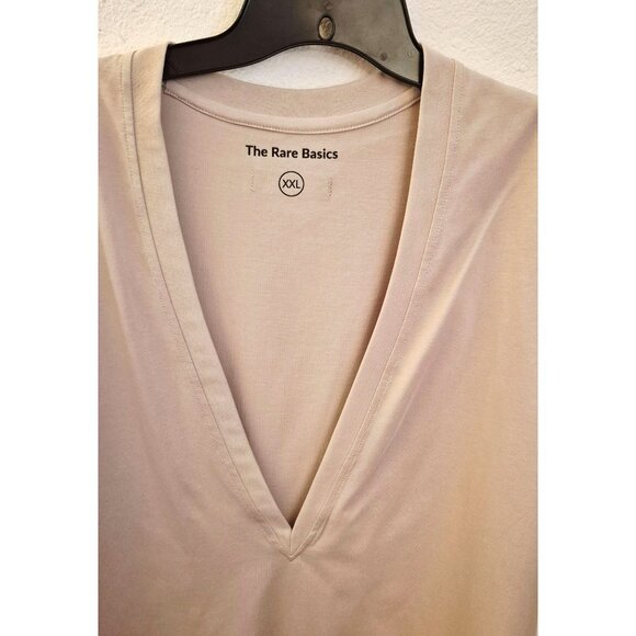 The Rare Basics Deep V Neck Short Sleeve Cotton Blend Top Size XXL NWT - Picture 7 of 9